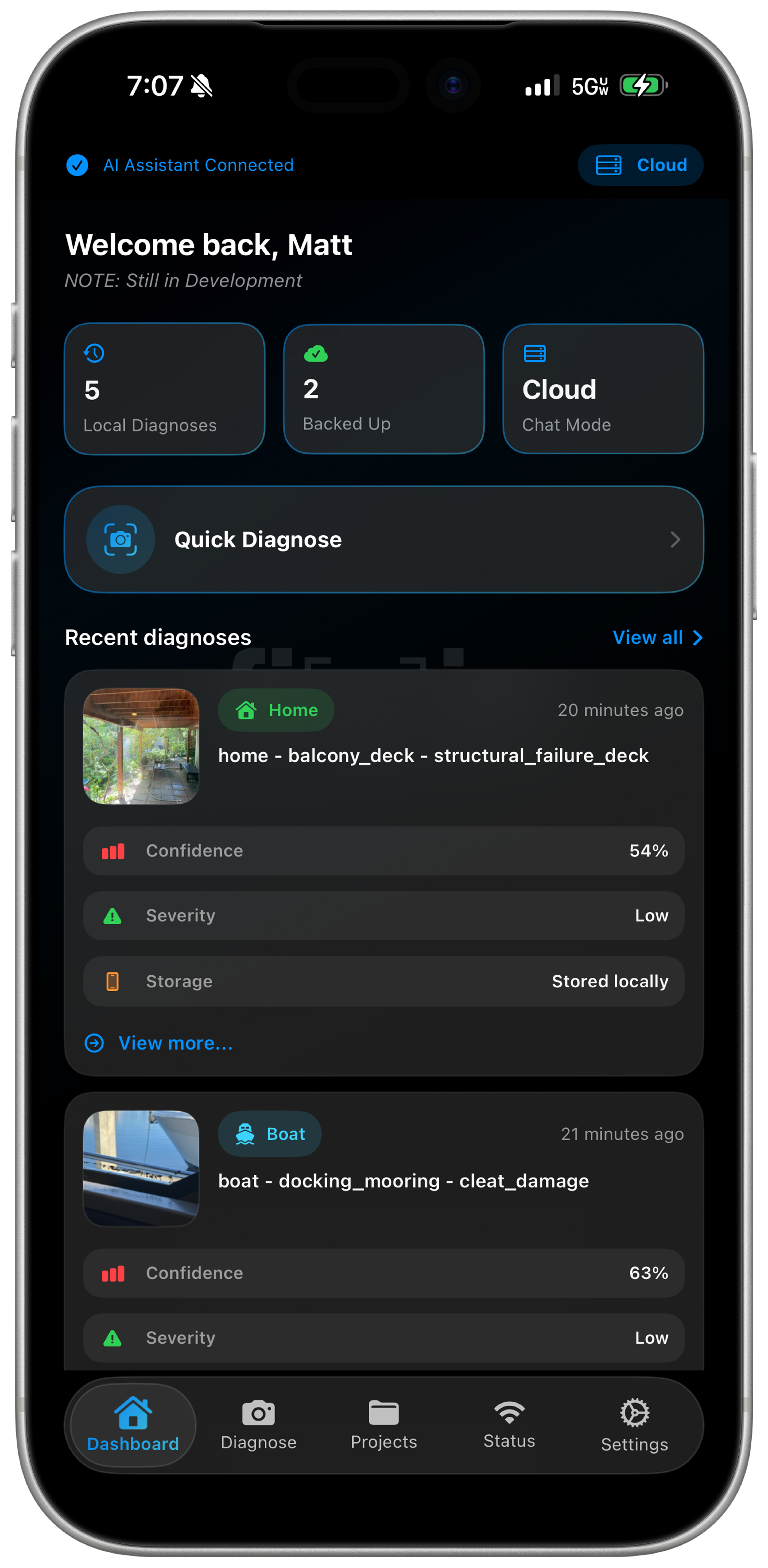 fixin app home screen